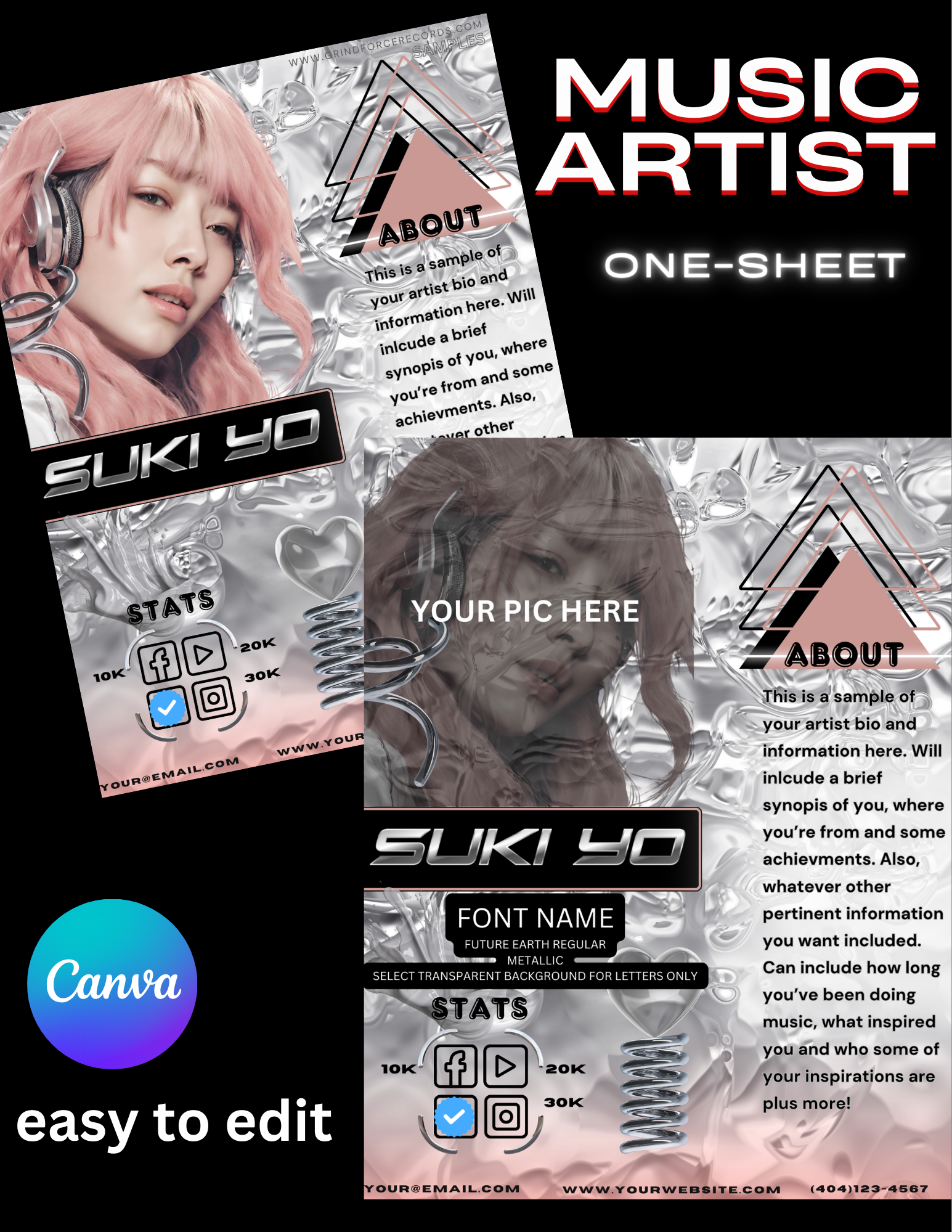 MUSIC ARTIST  ONE-SHEET METALLIC