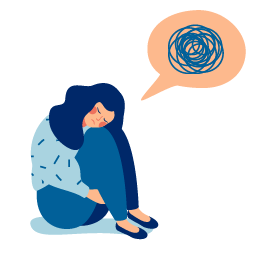 A woman sitting on ground thinking about her money stress