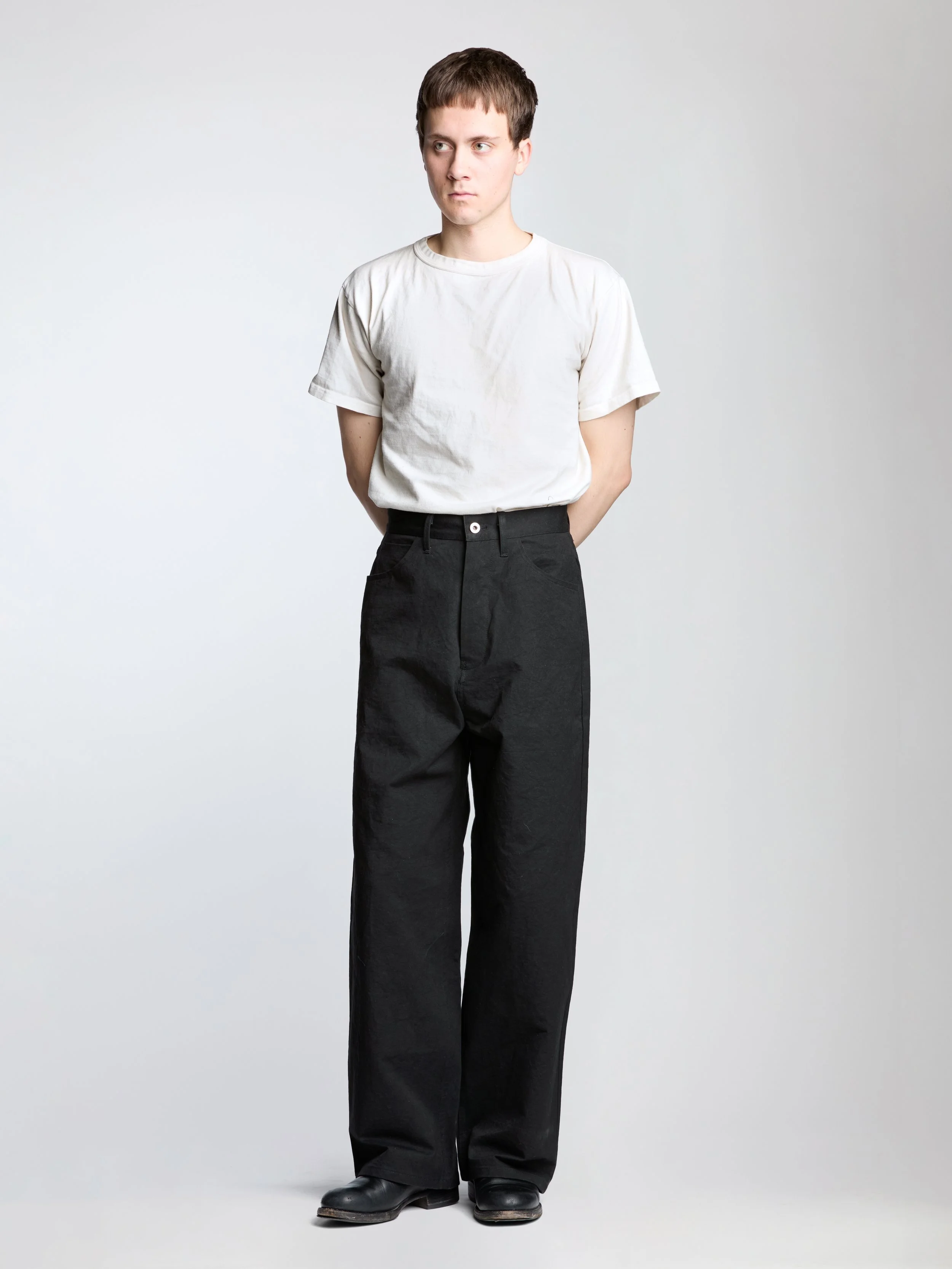 five pocket pant, black high density cotton twill