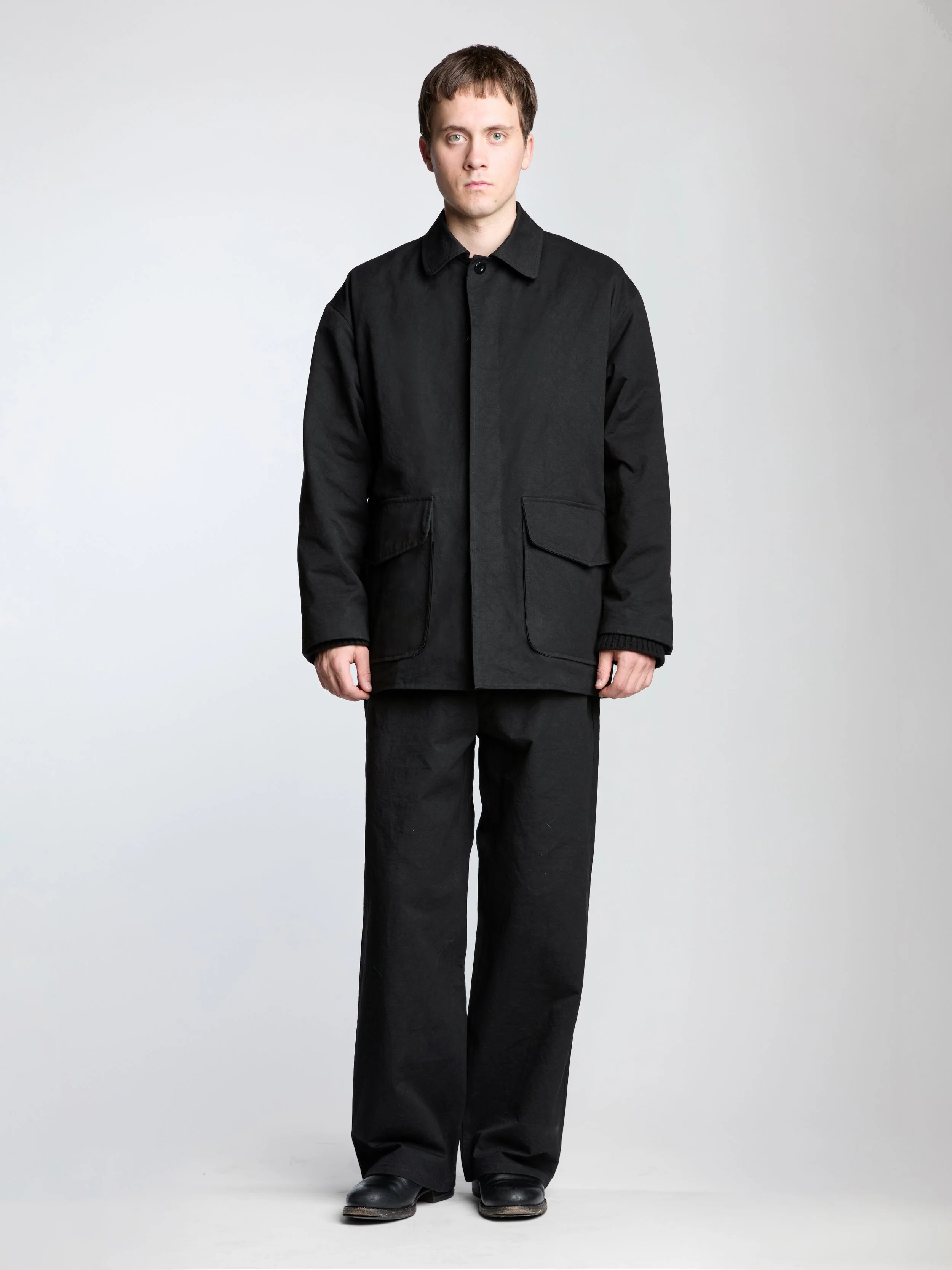 field jacket, black high density cotton twill