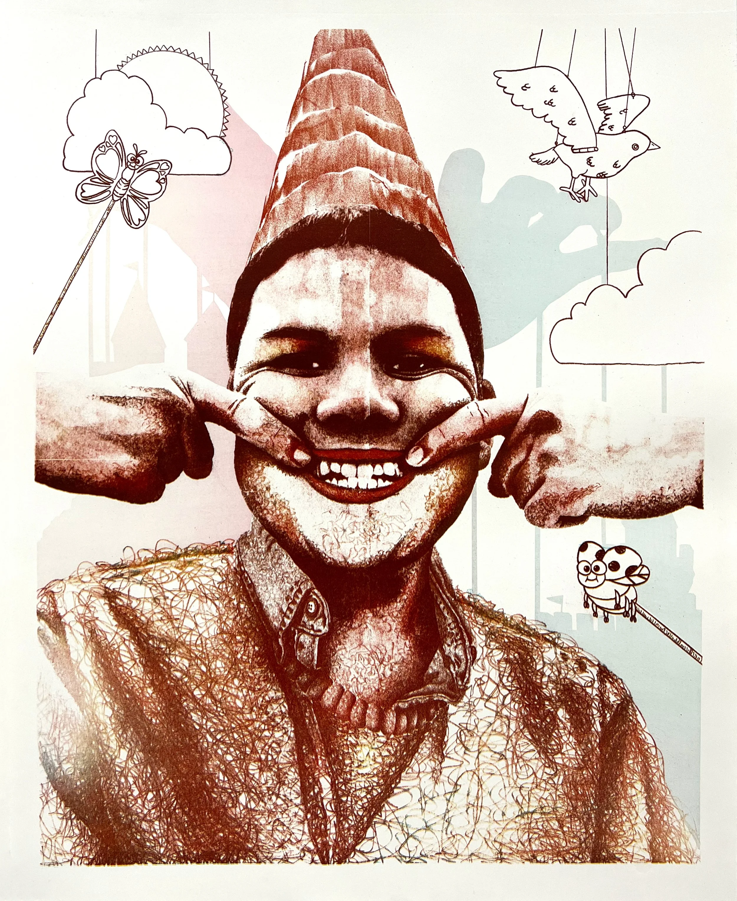 Shaky Spice | 2023 | 16" x 20" | Multi-Layer Color Stone Reduction with Photo Plate
Layer