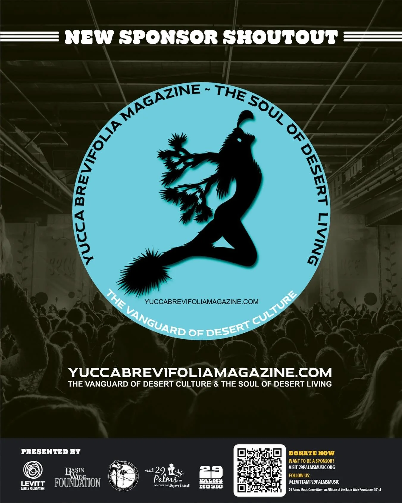 Huge thank you to our grand finale sponsors, @yuccabrevifoliamagazine the vanguard of desert culture and the soul of desert living!

They&rsquo;ve been so generous with their time and resources throughout our Levitt AMP Twentynine Palms Music Series 