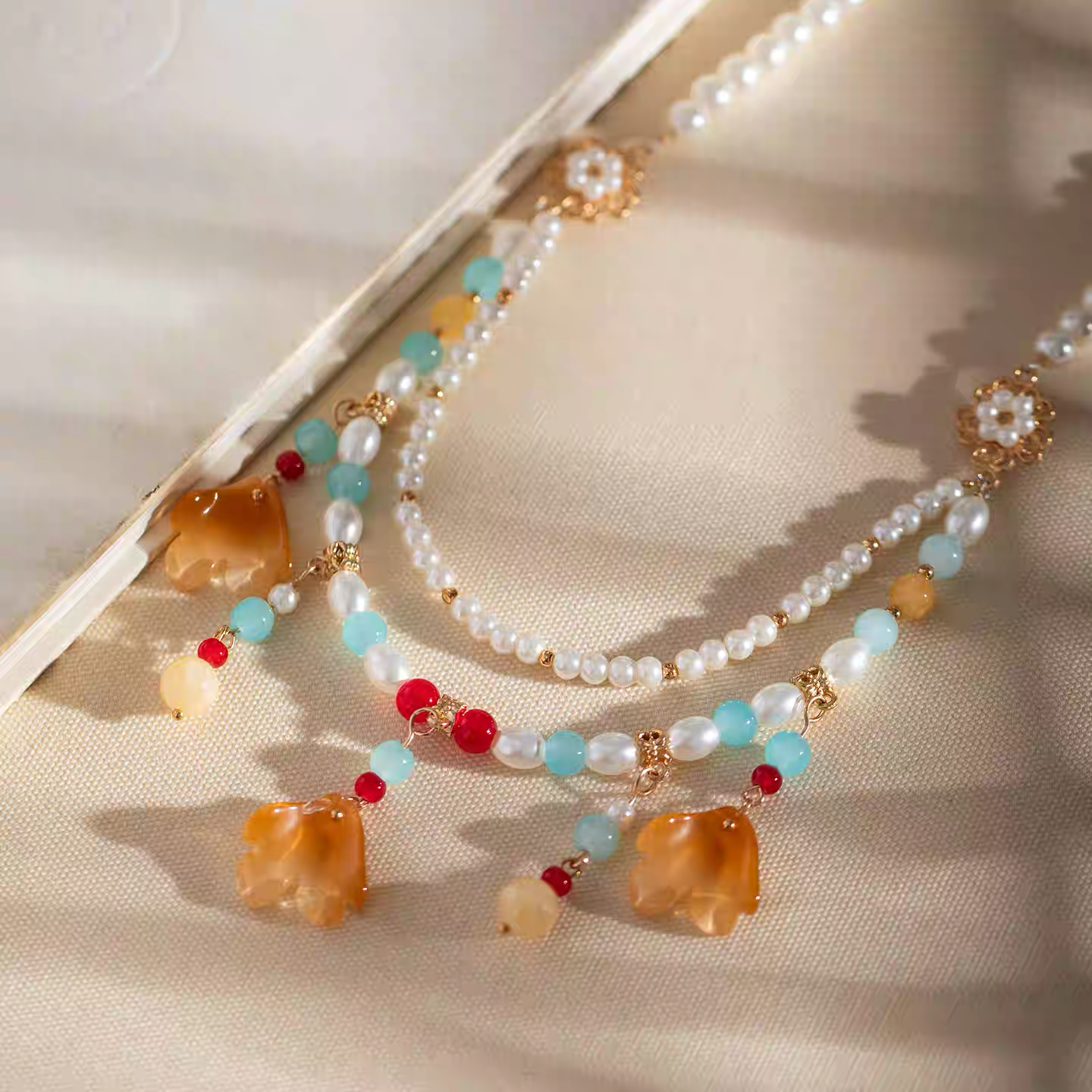 Double-Layer Short Necklace in Fallen Leaf Yellow