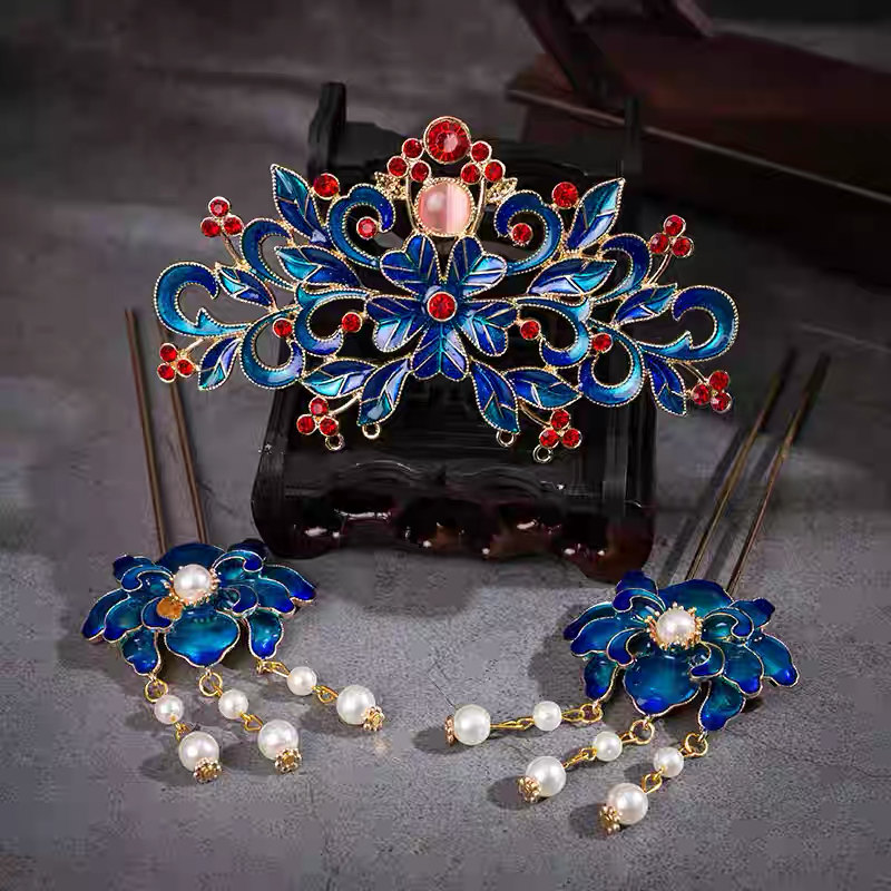 Cloisonné Hair Accessories Set