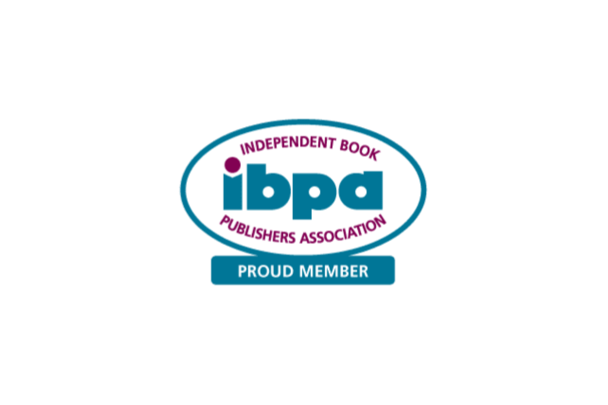IBPA logo with text 'Independent Book Publishers Association' above and 'Proud Member' below, featuring a stylized oval shape in white with a teal border.