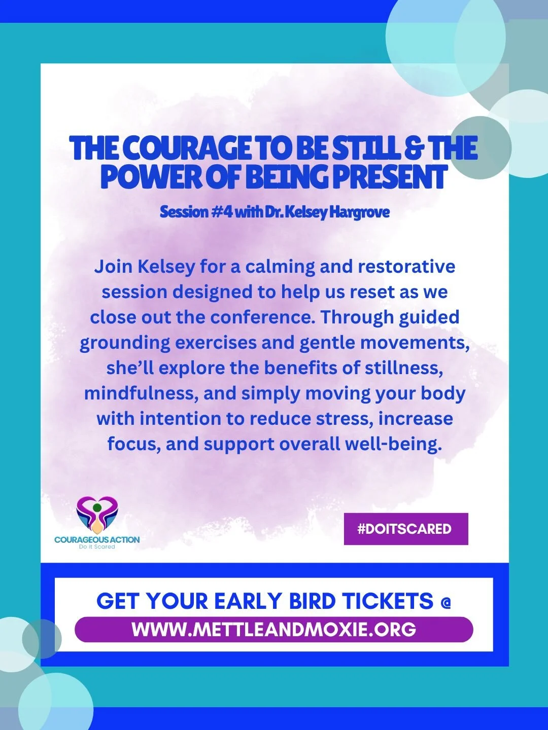 Our final session at Courageous Action: The Do It Scared Conference is a reminder that sometimes courage looks like rest. Reflection. Presence. Choosing to slow down long enough to hear&hellip;and listen.

The Courage to Be Still &amp; The Power of B