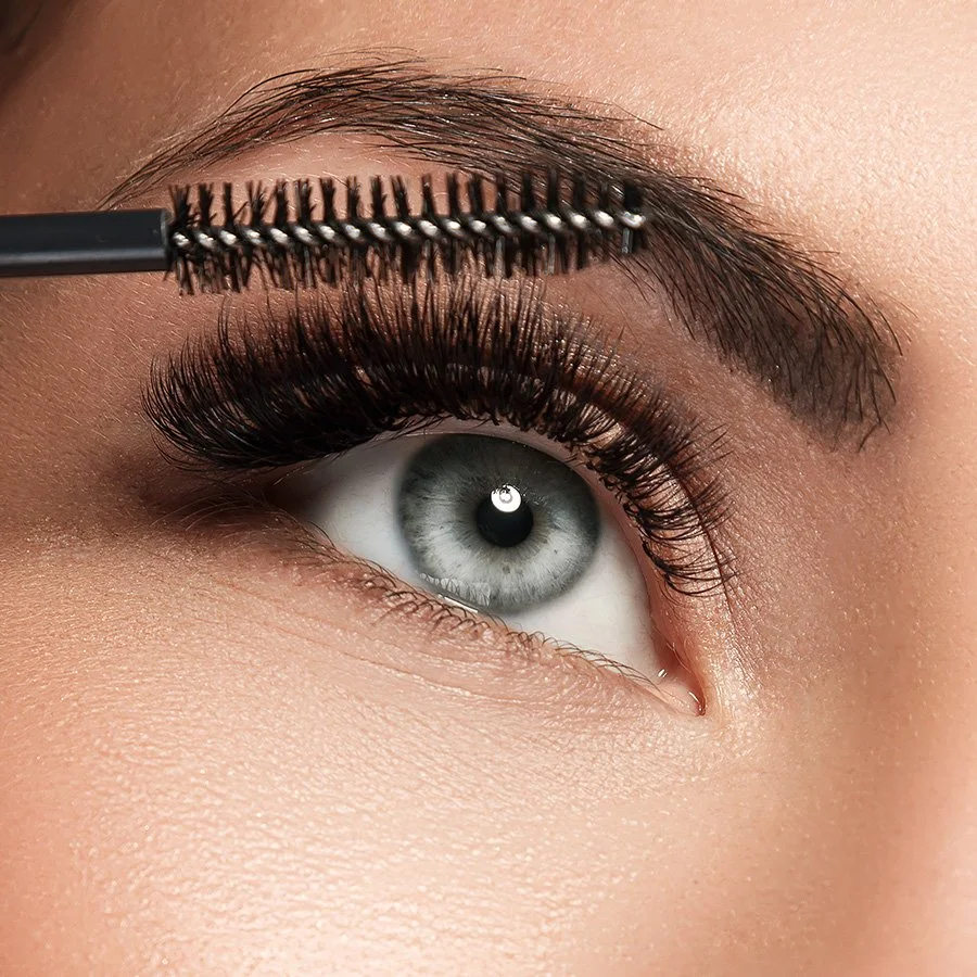 Professional eyelash extensions at Pink Élan Lash in New York City, close-up of long natural lashes with precision lash styling