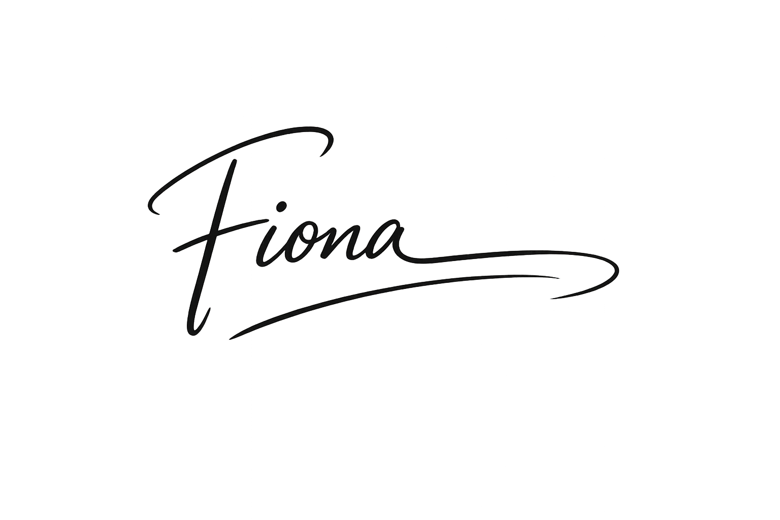 The word 'Fiona' written in elegant, cursive black script on a transparent background.