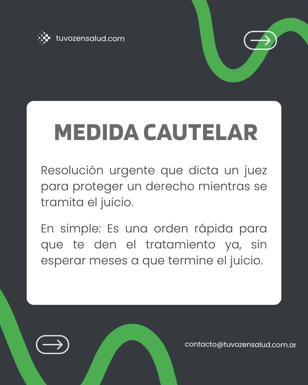 TRADUCCI&Oacute;N JUR&Iacute;DICA.

El derecho a la salud est&aacute; lleno de t&eacute;rminos t&eacute;cnicos que muchas veces confunden m&aacute;s de lo que aclaran.
Ac&aacute; los bajamos a lenguaje claro.

Informaci&oacute;n clara es poder.

Si q