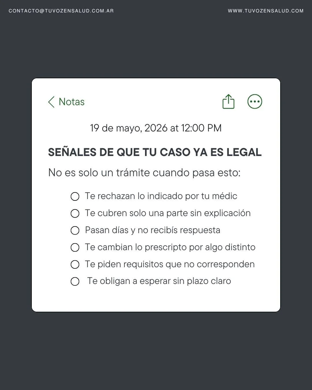 Cuando aparecen trabas, demoras o respuestas incompletas, el circuito administrativo ya fall&oacute;.

No es desorganizaci&oacute;n.
Es falta de cumplimiento.

En salud, no alcanza con &ldquo;estar en tr&aacute;mite&rdquo;.
Tiene que resolverse.

#Am