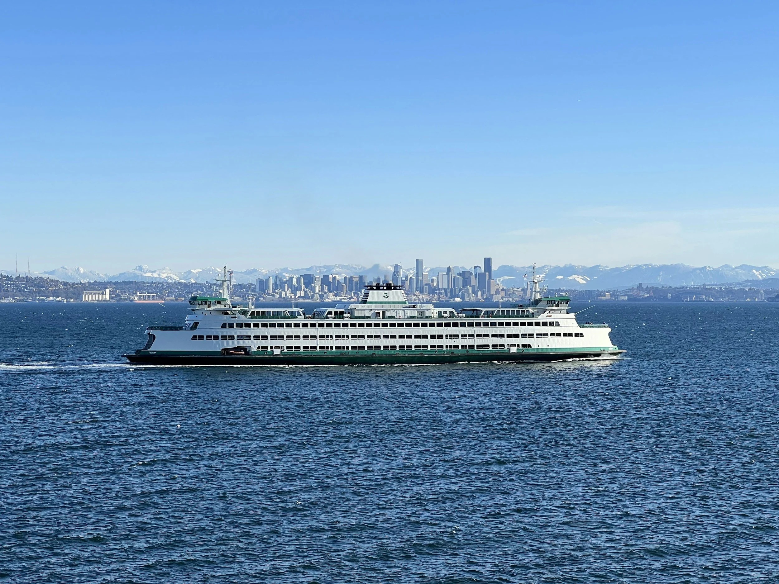 Bainbridge Island ferry with downtown Seattle in the background