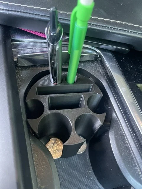Cup holder organizer tray (coins / phone / cards)