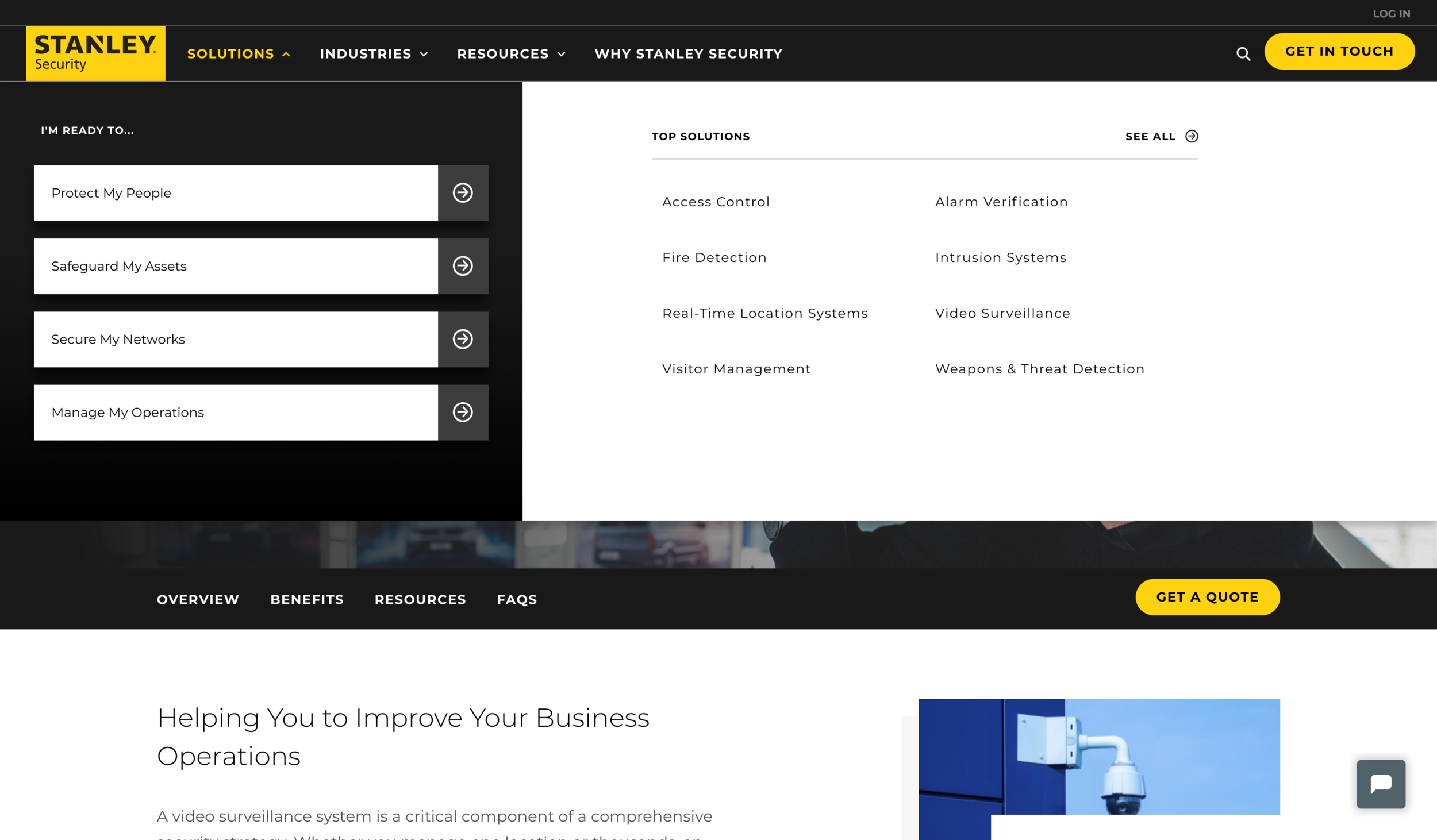 Navigation > Solutions dropdown