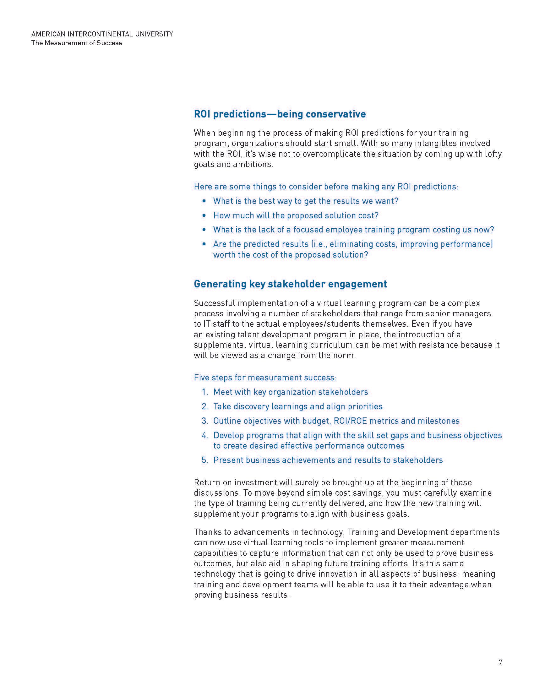 American Intercontinental University (AIU): The Measurement of Success