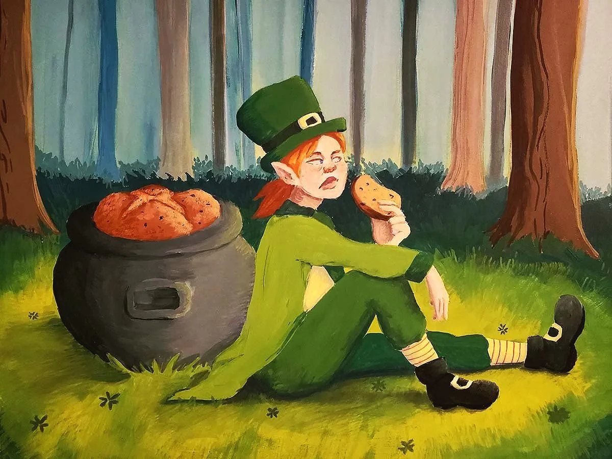 Lucky Bread, 2020
A leprachaun girl enjoys a slice of Irish soda bread out in the forest