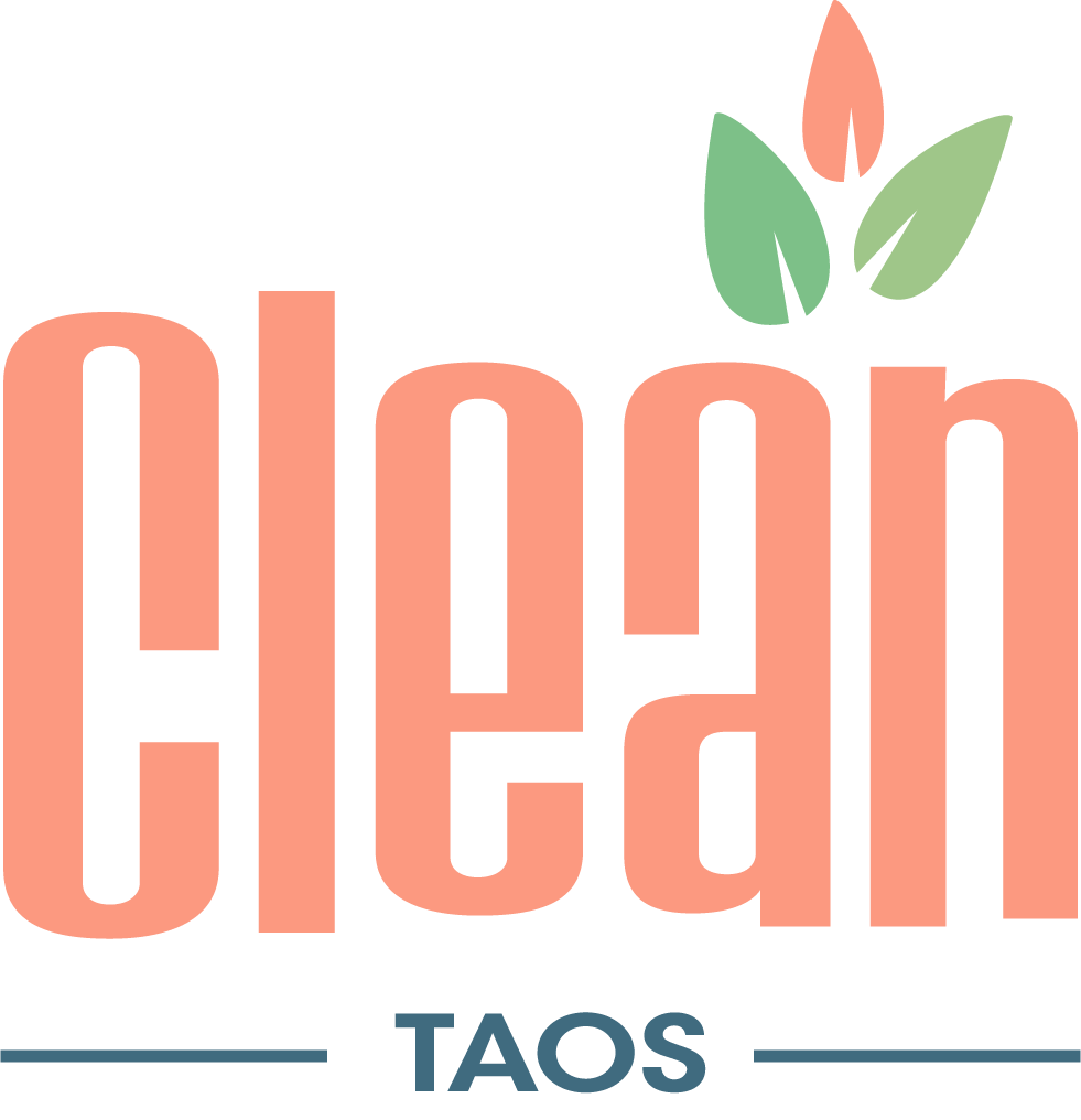 Logo for 'Eleblom TAOS' featuring large pink letters with a stylized flower with pink petals and green leaves above the text.