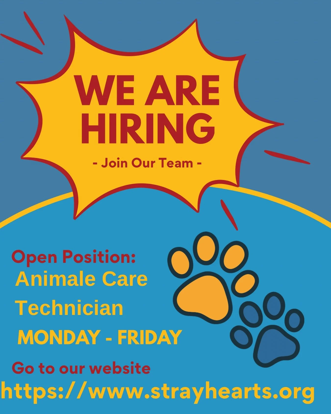 Your dream job might be here 🐶🐱
Spend your days caring for animals who need you most.
We&rsquo;re hiring an Animal Care Technician&mdash;come be part of something meaningful 💛
Apply today: strayhearts.org