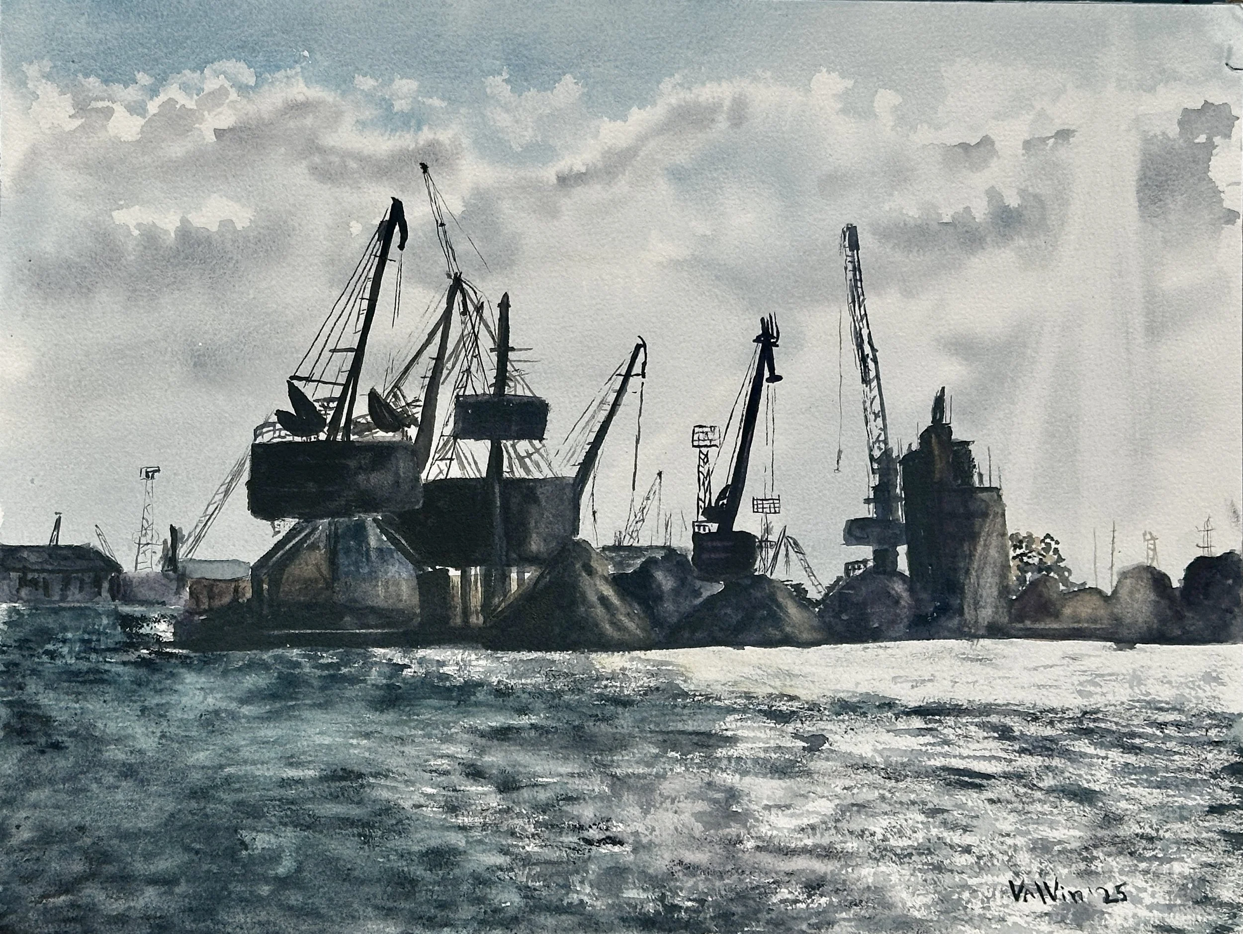 Burgas Harbor; 12x16 inches