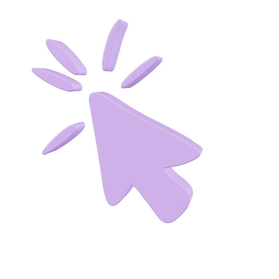 A purple computer mouse cursor clicking a white empty dialogue box.