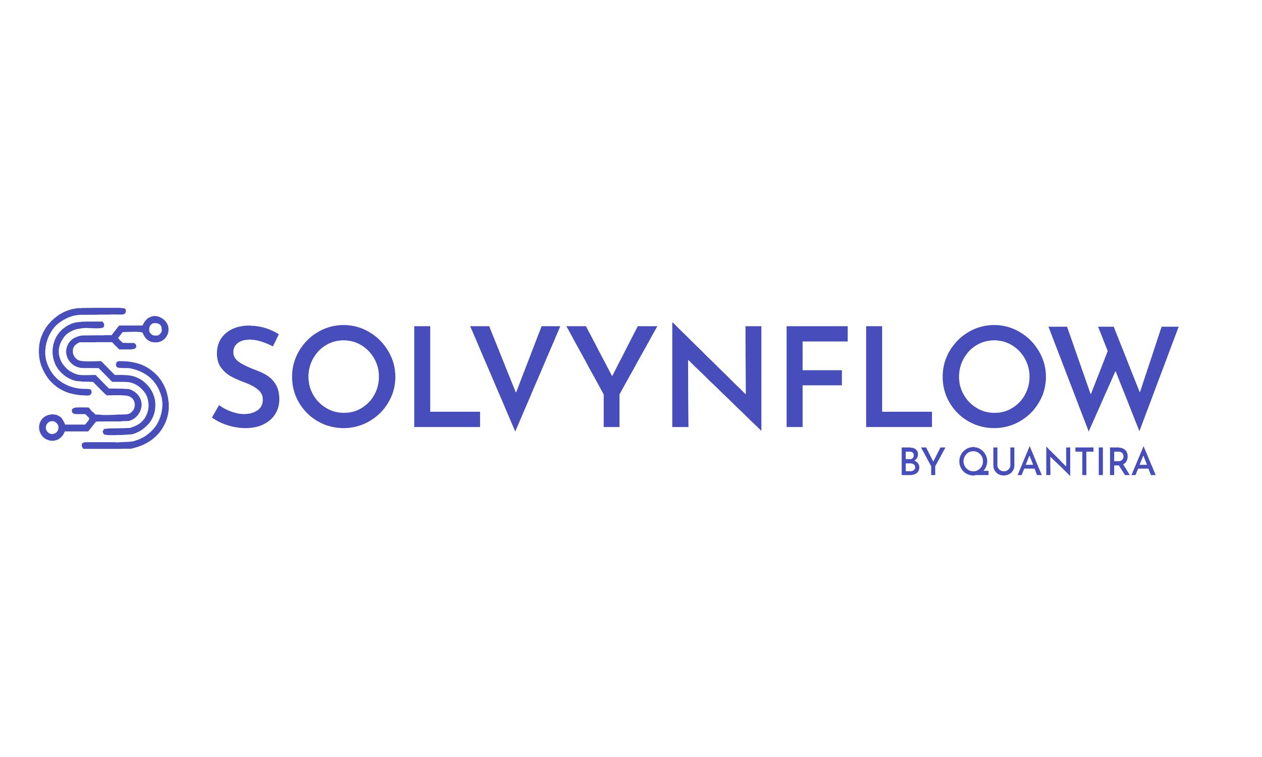 Solvynflow logo with a circuit-like S icon and the text 'SOLVYNFLOW BY QUANTIRA' in blue.