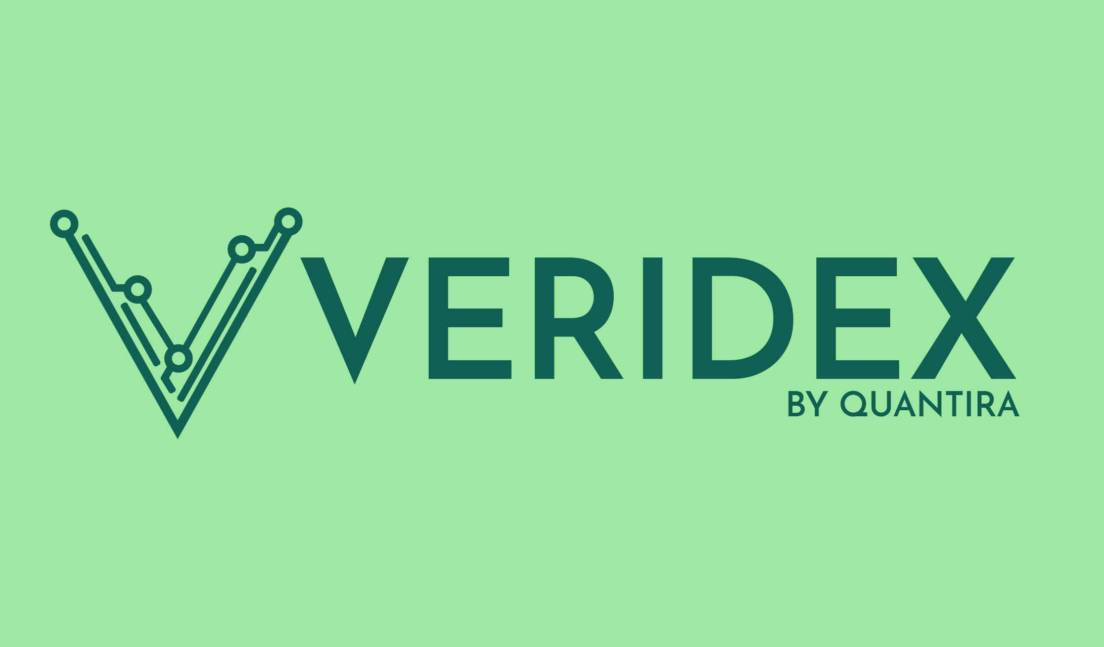 Verdex logo with a stylized line chart icon and text 'Verdex by Quantira' on a light green background.