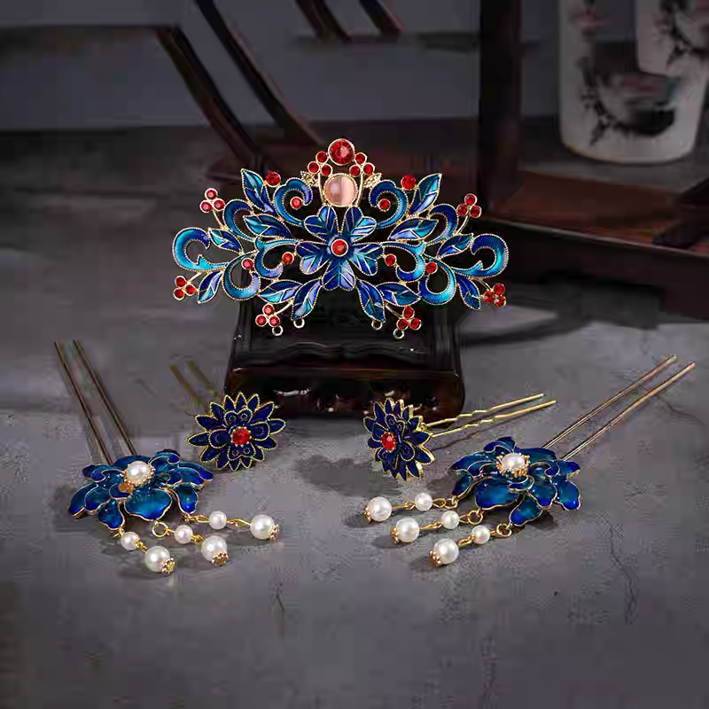 Cloisonné Hair Accessories Set