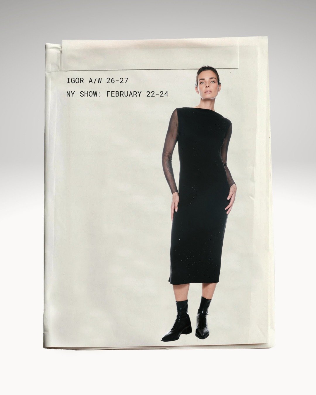 Every boutique needs a black dress.

This IGOR Winter 2026 silhouette was designed as a long-term wardrobe anchor, the kind of piece customers buy once and wear for years.

&bull; Clean lines that feel modern, not basic
&bull; Sheer sleeve contrast &