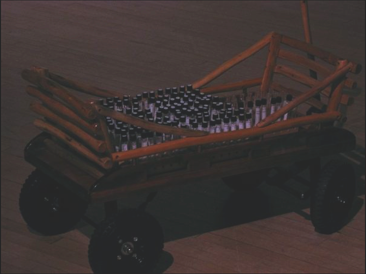 The wagon carrying the test tubes