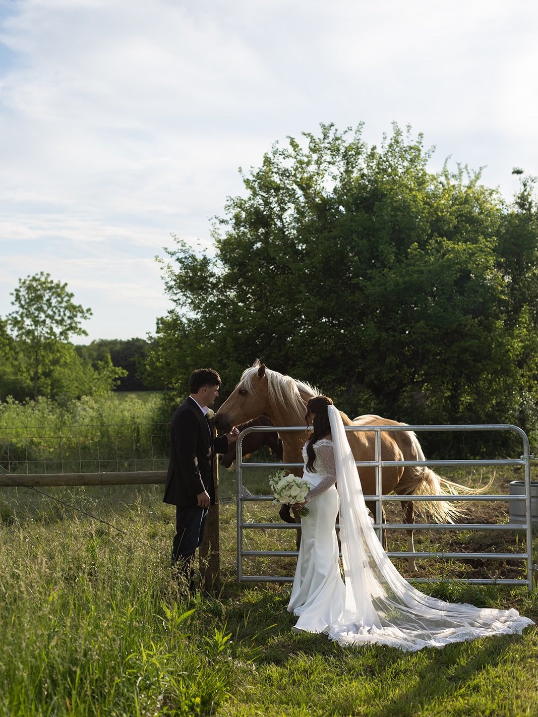 C &amp; B&rsquo;s wedding reminded me how beautiful small town Indiana can be &mdash; nestled on their land with their horses, they said I do and danced the night away with their favorite people 🌾🤎

@oliveandpinesalon 
@dollhousebakeryin