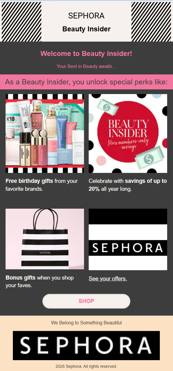 Sephora Beauty Insider Email (Spec)