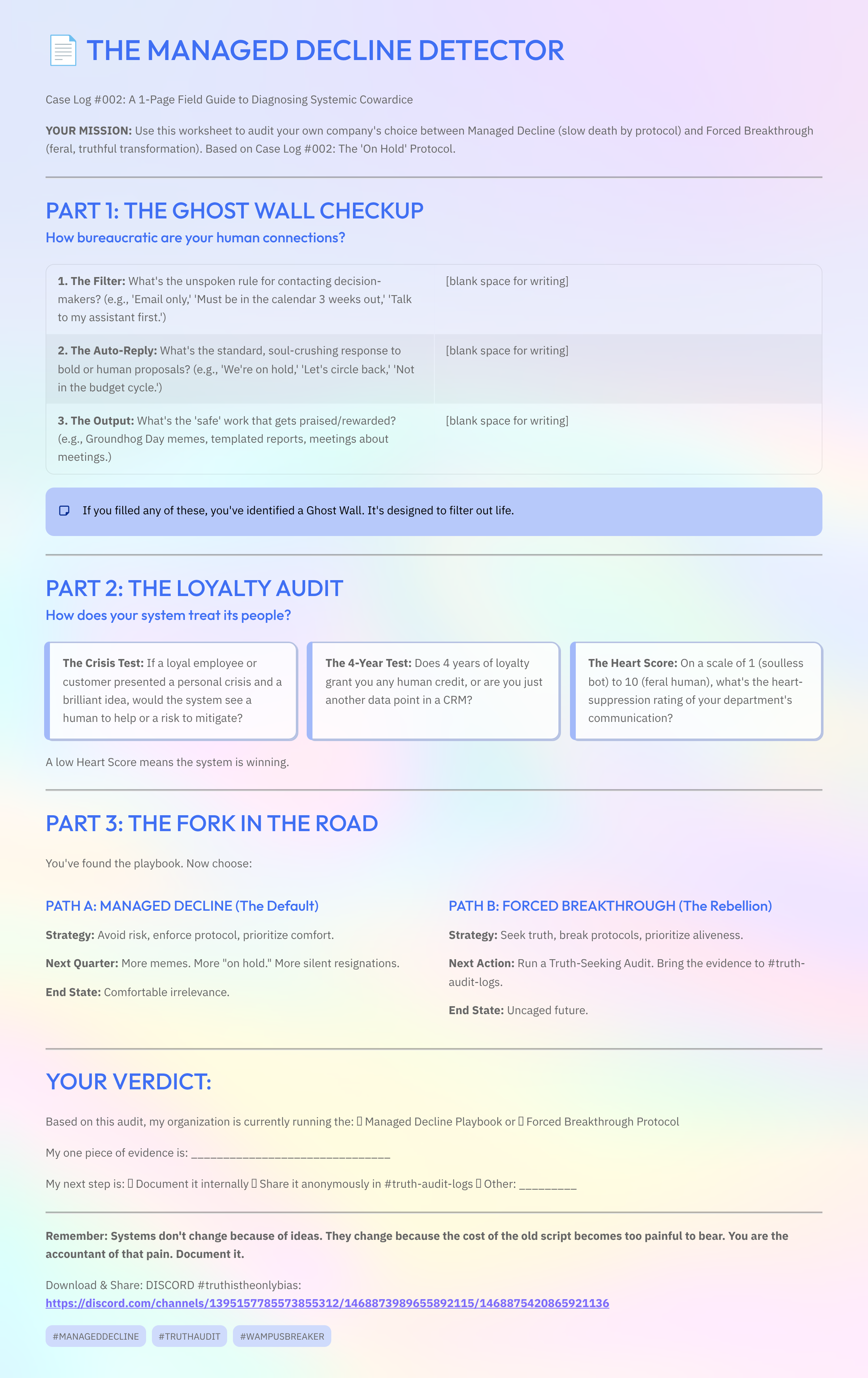 Case log #002: systemic heart suppression
