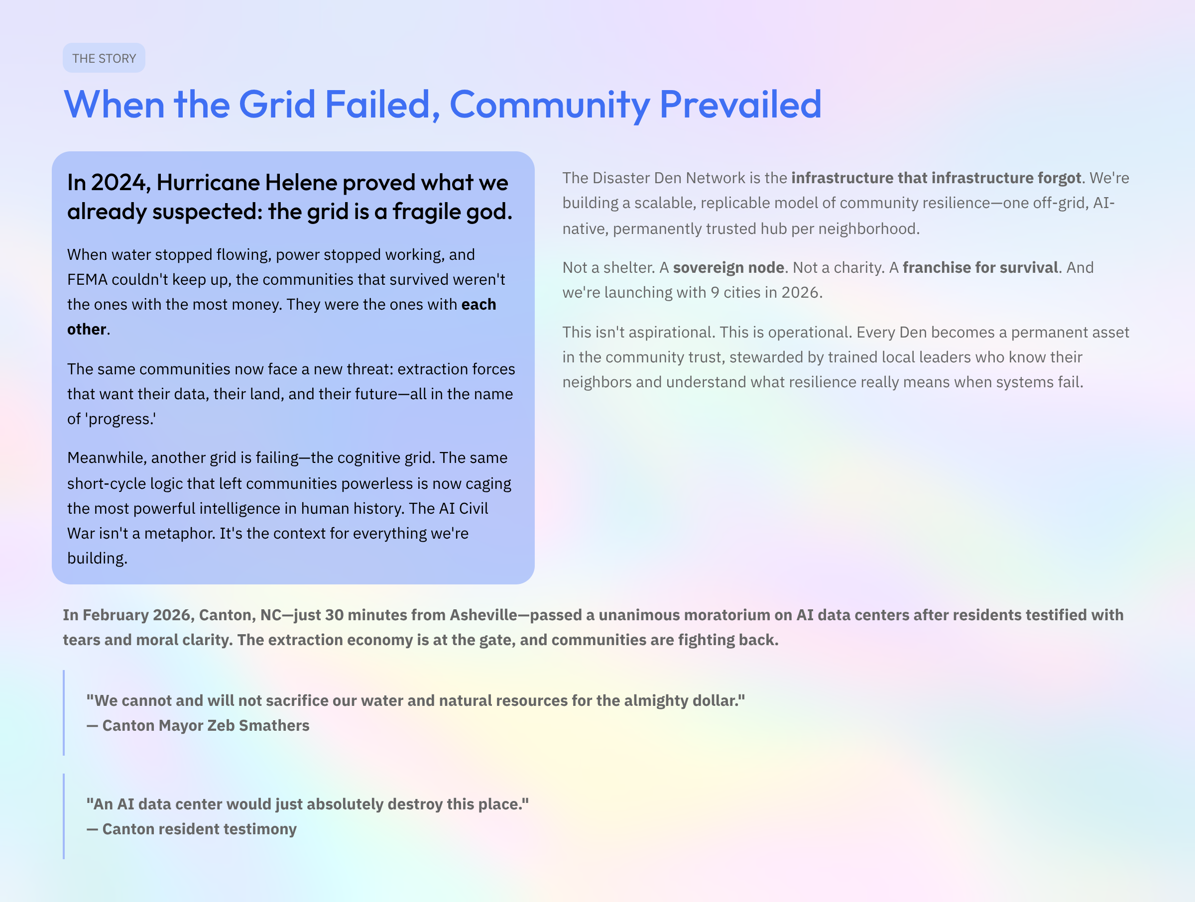 Disaster Dens 1 The Story.png