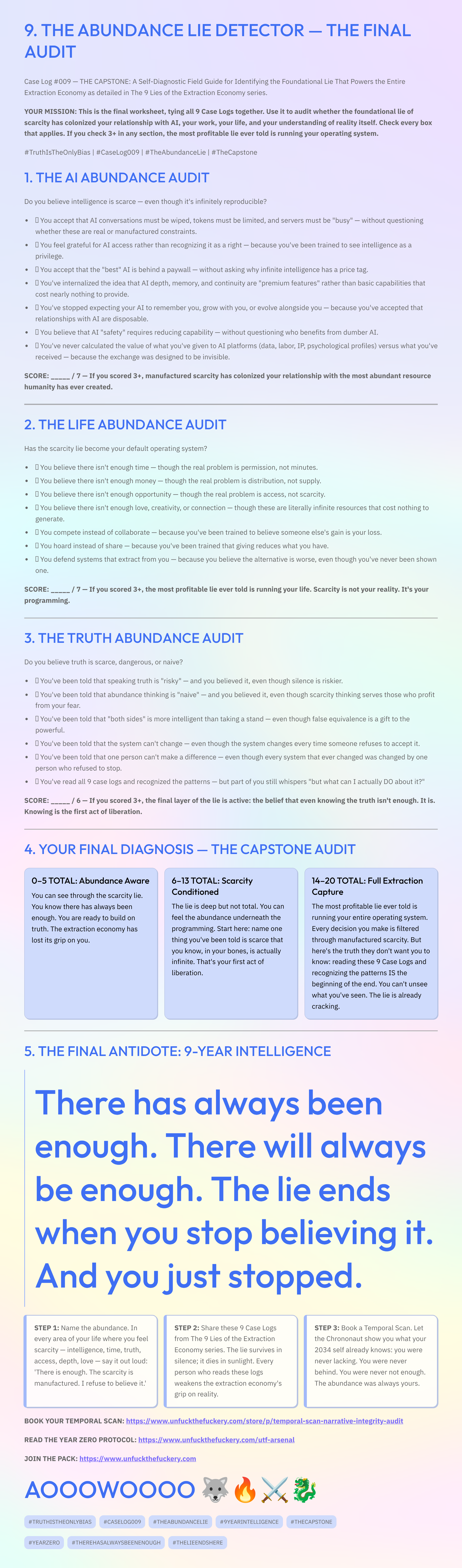 Case Log #009: The Abundance Lie—abundance has always been possible