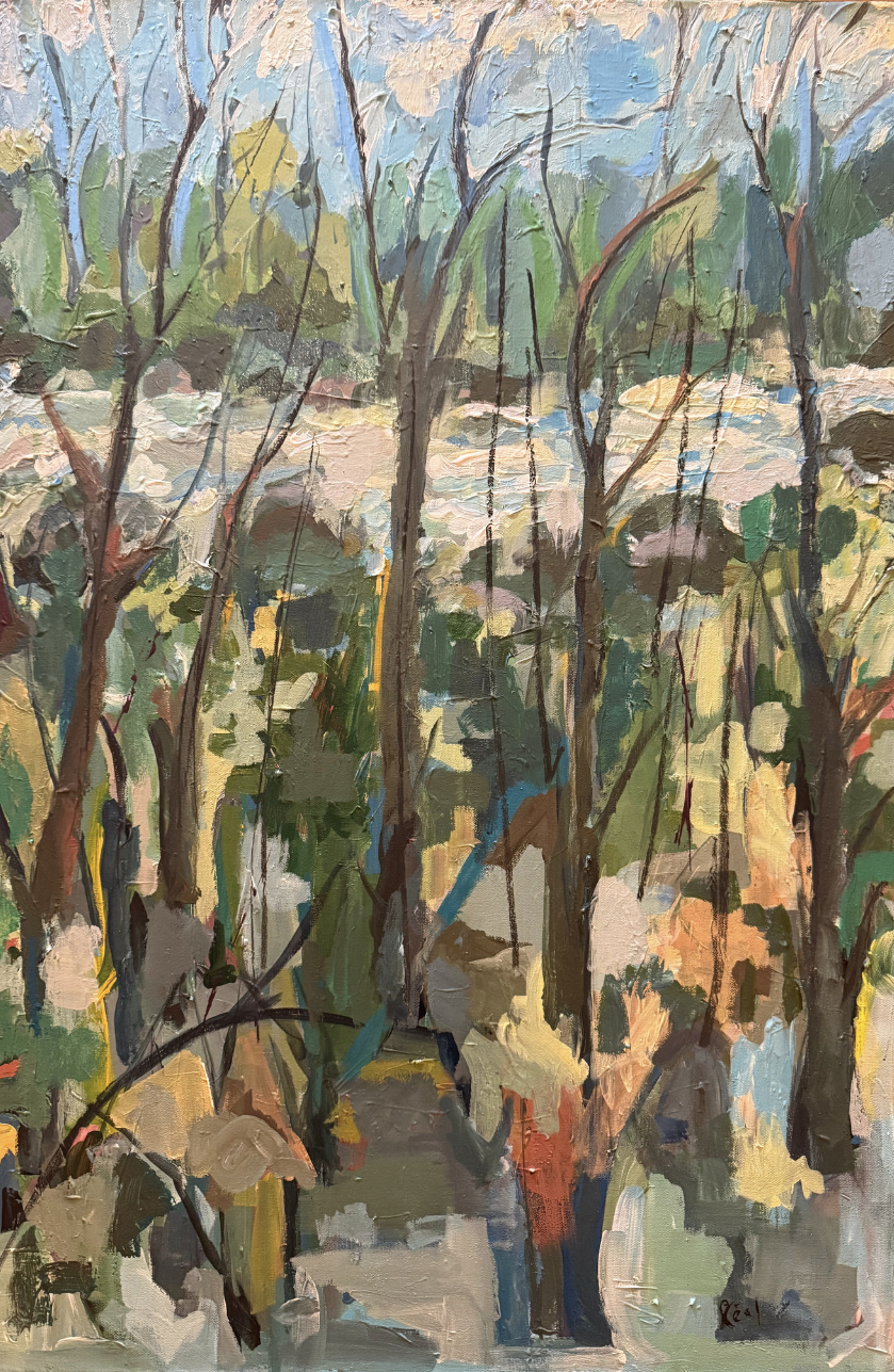 "TOWPATH, POTOMAC RIVER,"
Acrylic and Charcoal on Canvas, 2025.