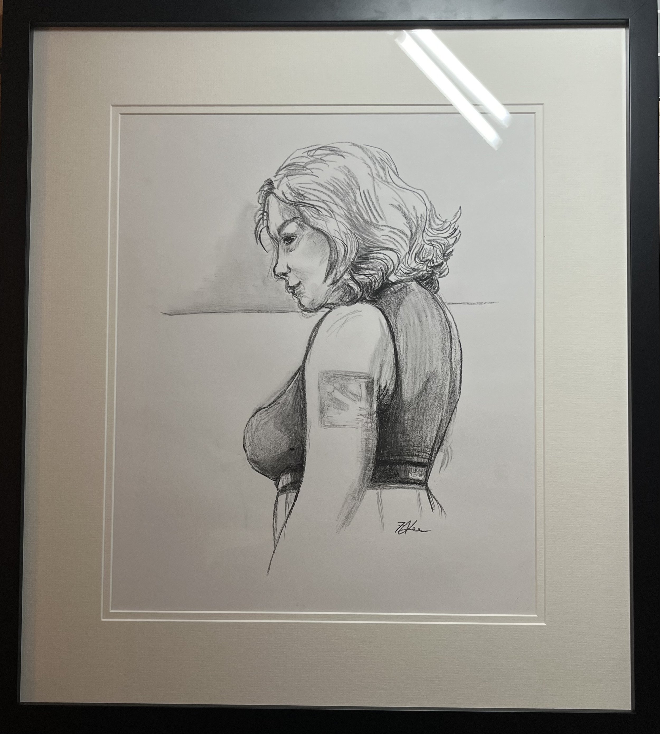 She Looked Away
Graphite and Charcoal on Paper
16" x 20" (w Frame)