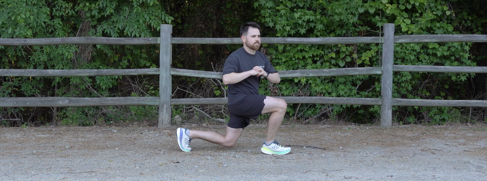Running dynamic warm up walking forward lunges plus trunk rotation