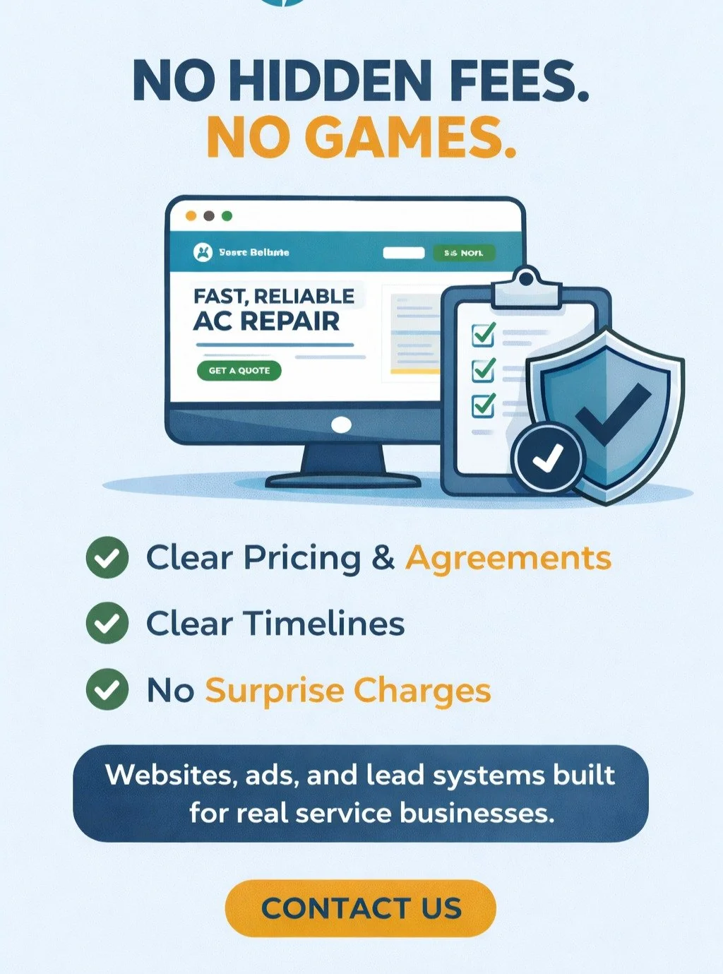 No hidden fees.
No confusing pricing.
No games.

Just clean websites, real leads, and clear communication.

🌐 www.orvocreative.com

#webdesign
#smallbusinessmarketing
#digitalmarketing
#leadgeneration
#servicebusiness
#localbusiness
#businessgrowth
