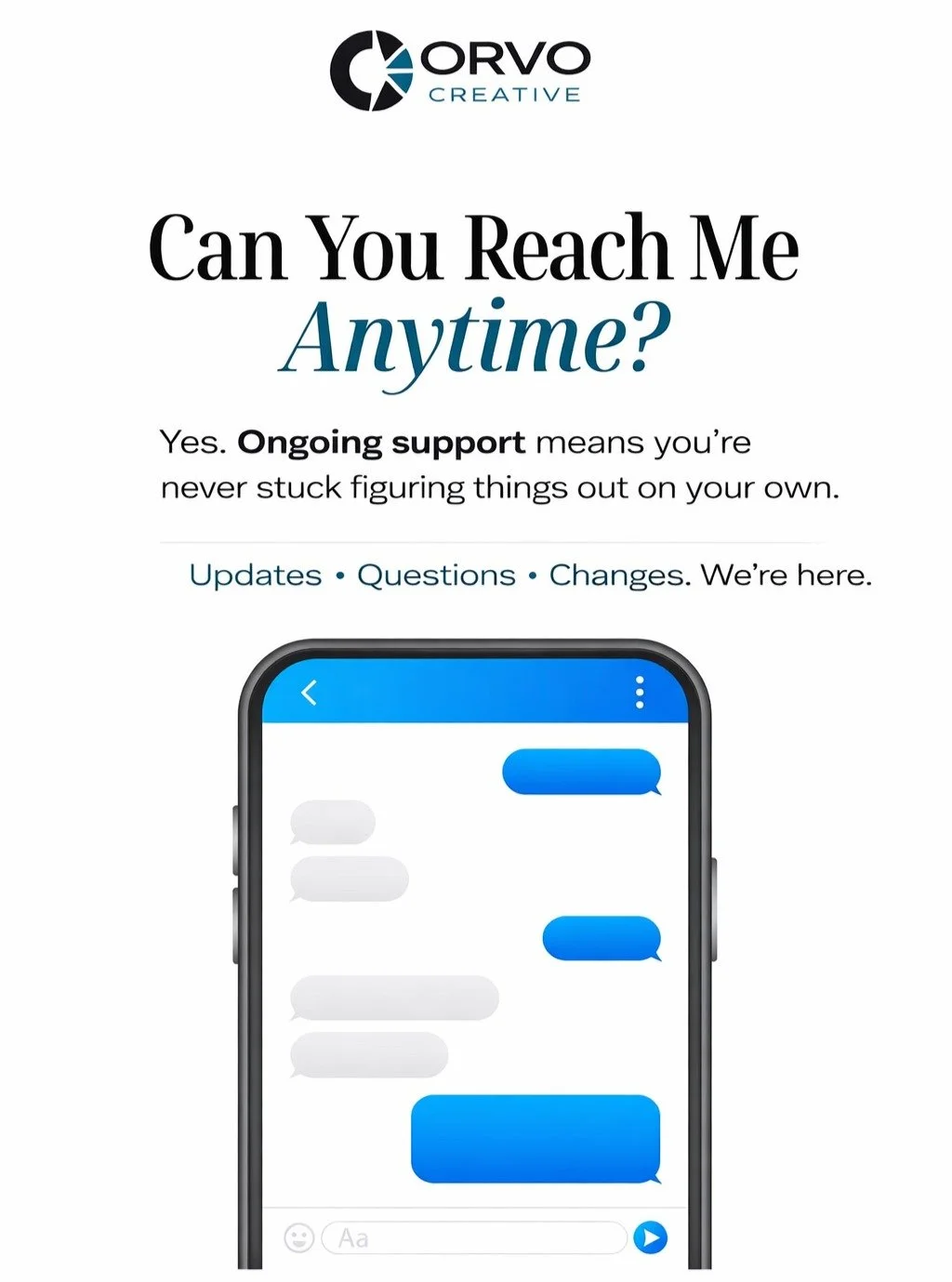 A lot of people have had this happen&hellip;

They get a website built, everything looks good at first, then when they need changes or help later&hellip; they can&rsquo;t get ahold of anyone.

That&rsquo;s honestly one of the biggest things we try to