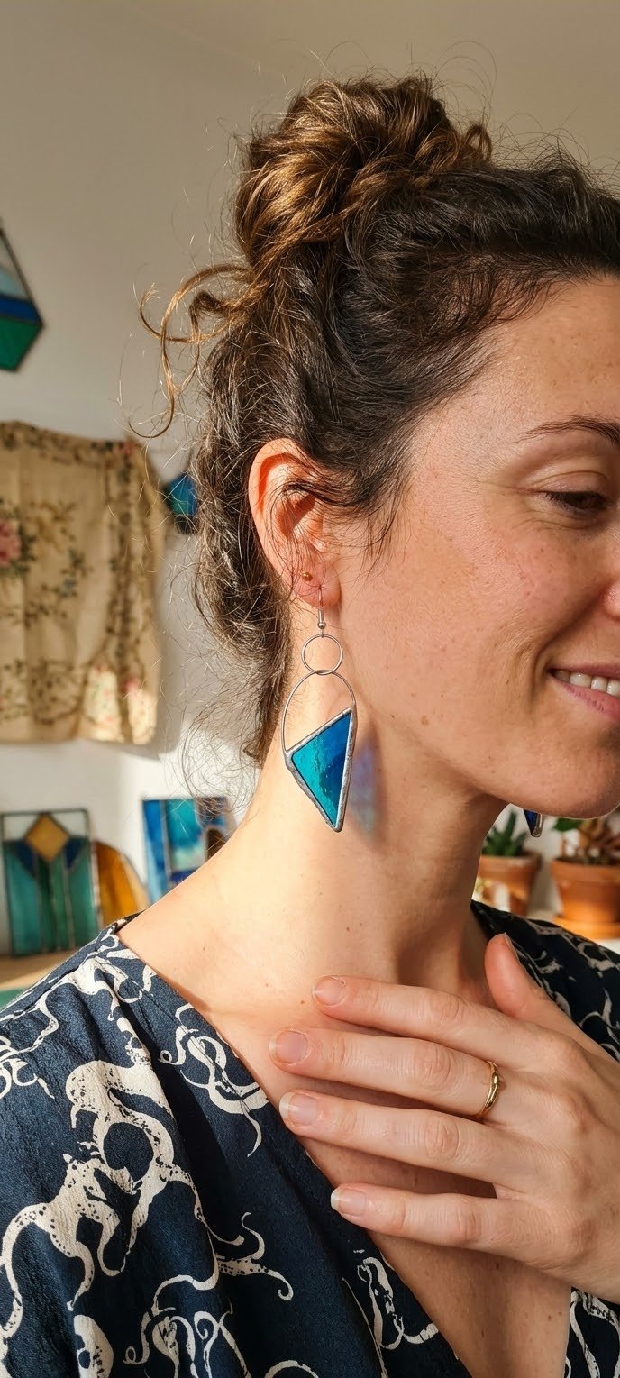 Boucles d'oreilles en vitrail