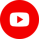 YouTube logo with a white play button inside a red circle.