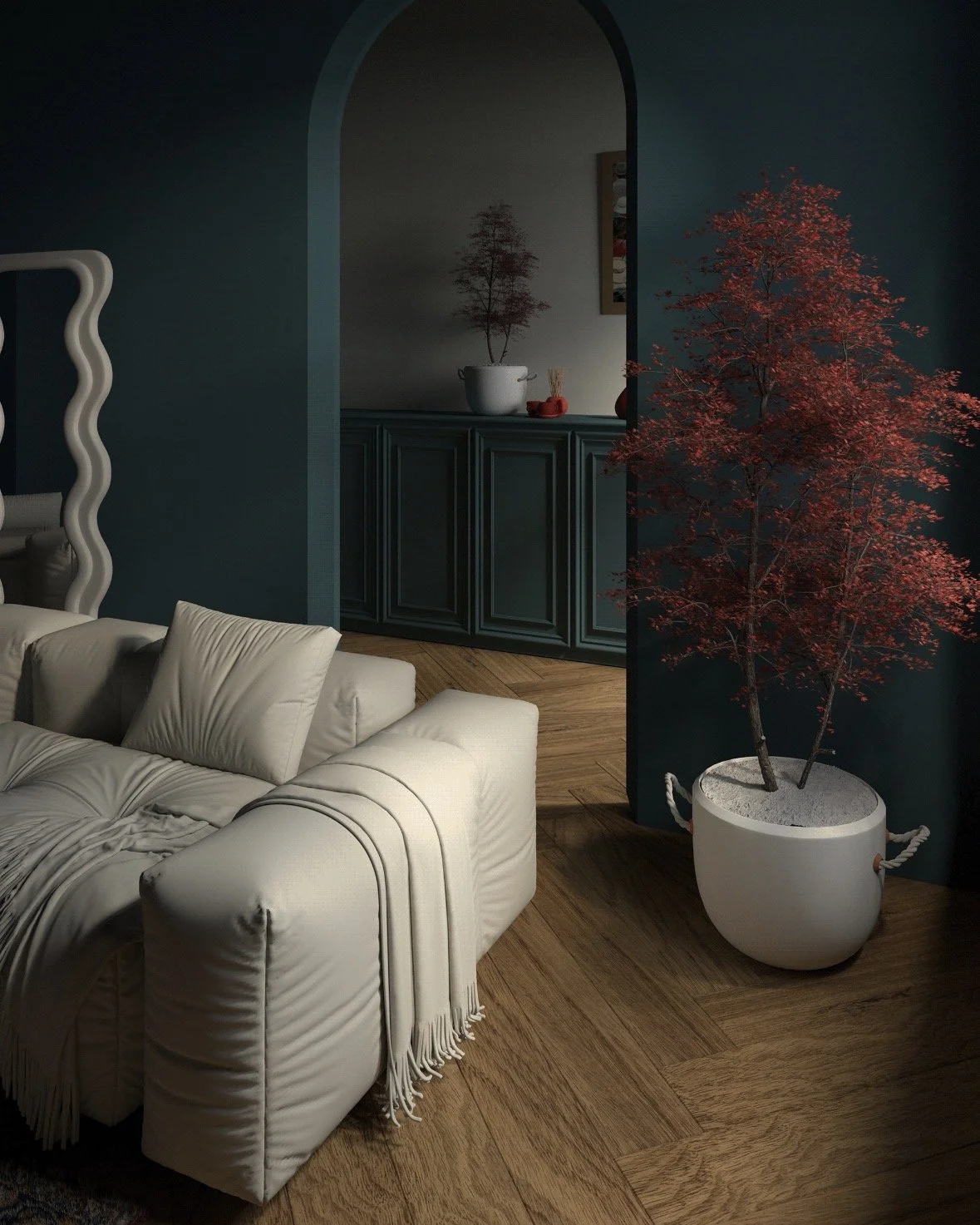 This stunning flat renovation features elegant Georgian-style wall panels paired with a rich hard blue colour palette, beautifully balanced with soft neutral tones.

The combination of classic detailing and contemporary colours creates a refined, tim