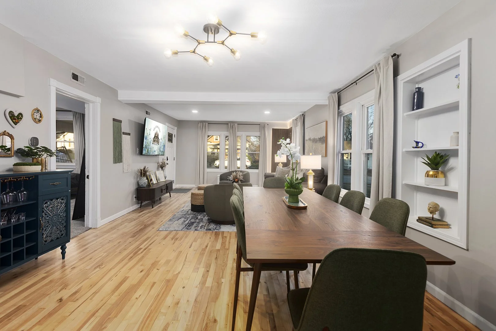 Open-concept dining and living area.
