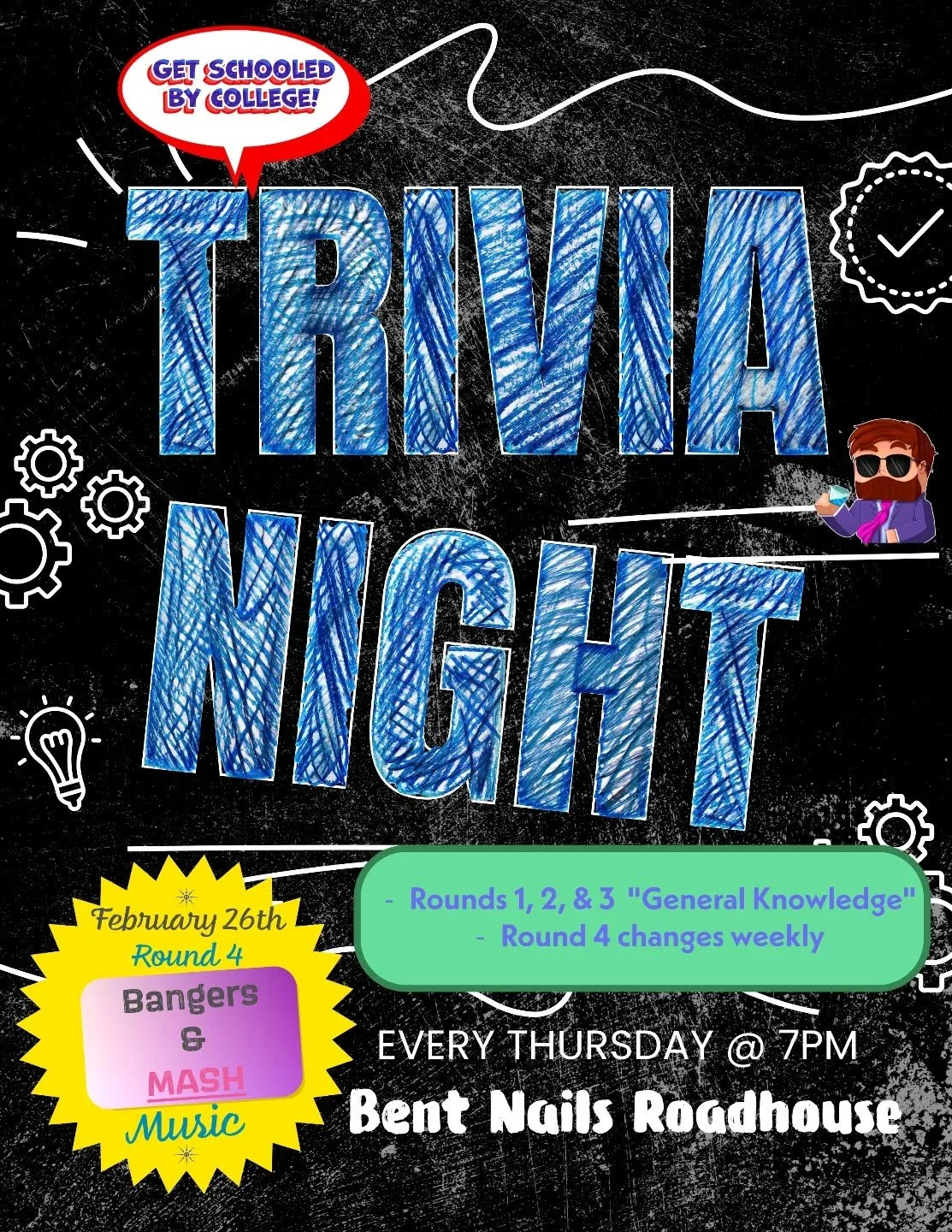 Caprese sandwich and a local beer. Wine and ratatouille. Spinach artichoke dip and...tequila? Everyone loves a great pairing. Trivia this week is no exception 😉. Come on out to @bent_nails_roadhouse this Thursday because we're taking March 5th off, 