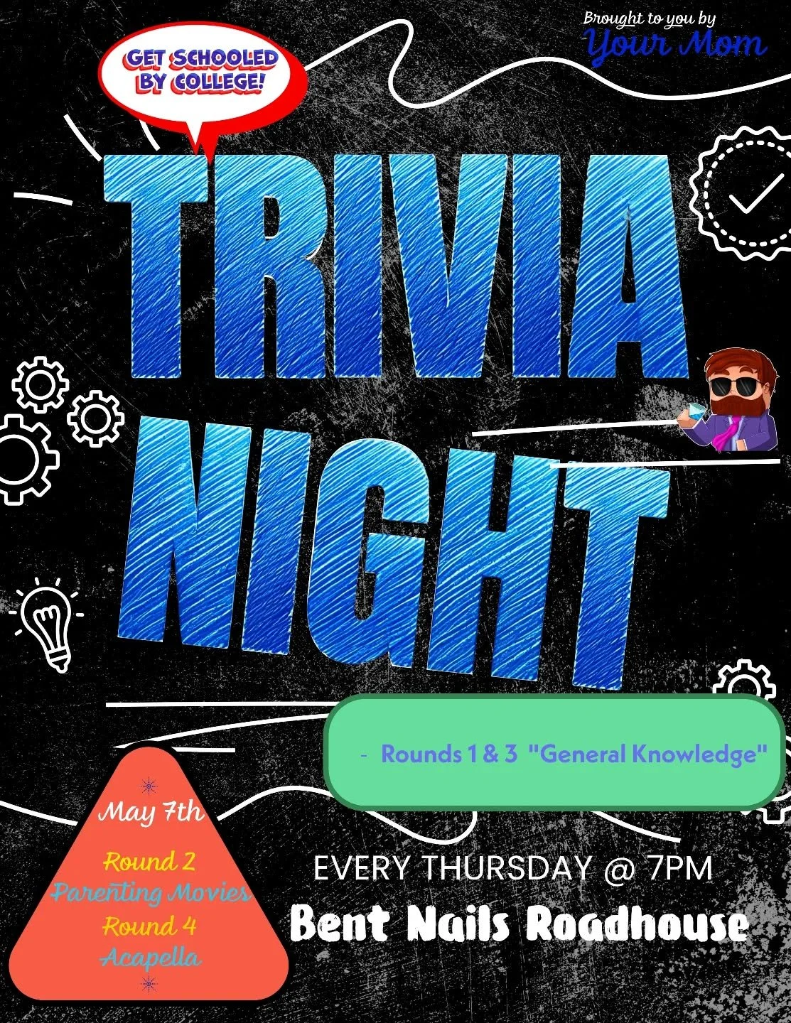 Happy early Mother's Day, everyone! Maybe this is the week you bring your mom out to trivia night at @bent_nails_roadhouse . Just be happy I'm not bringing mine, because she would wipe the floor with you lot 🤣 Either way, we have another $20 BNR gif