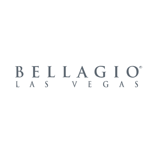 Bellagio Las Vegas logo with text on a white background.