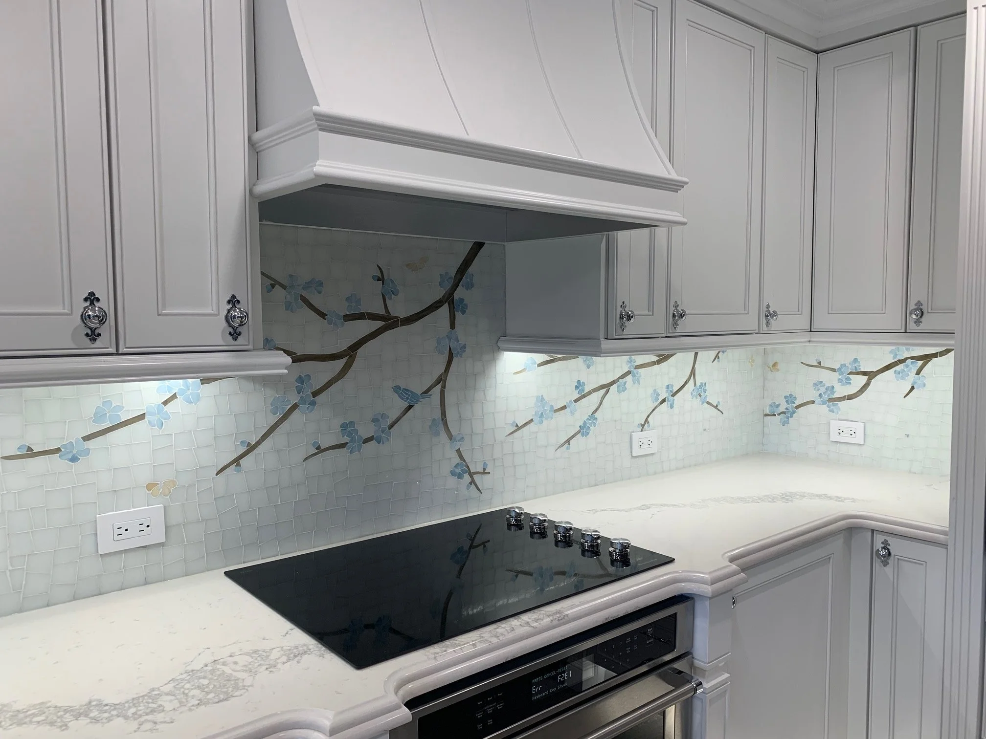 Blue Cherry Blossom Kitchen Mosaic