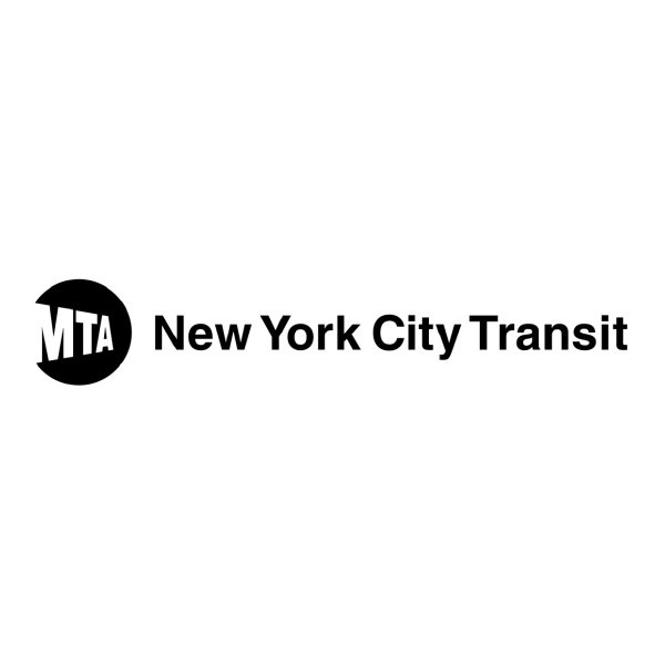 New York City Transit logo with black circle containing white 'MTA' text and the words 'New York City Transit' next to it.
