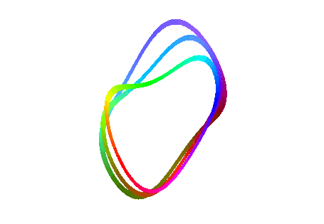 Colorful overlapping abstract lines forming a heart shape on a light blue background.