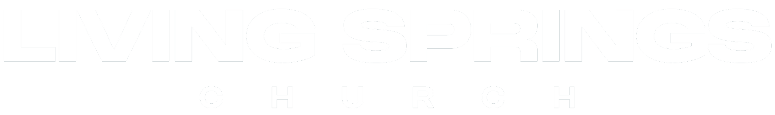 Living Springs Church logo with bold white text on a black background.
