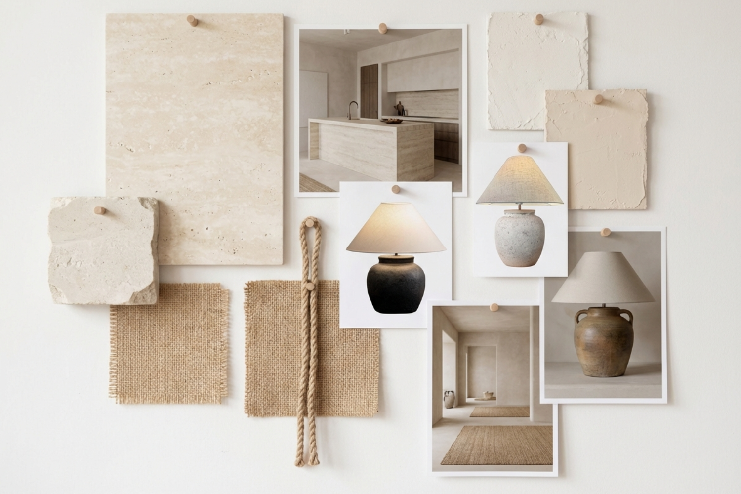 Stone and raw surfaces mood board